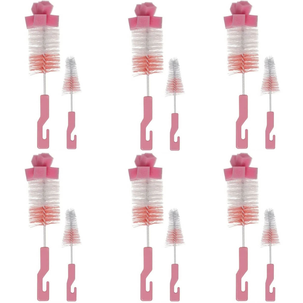 6 Kits de Escovas para Limpeza de Mamadeira e Bico Higienização Esponja Buba Rosa 6 Kits de Escovas para Limpeza de Mamadeira e Bico Higienização Esponja Buba Rosa