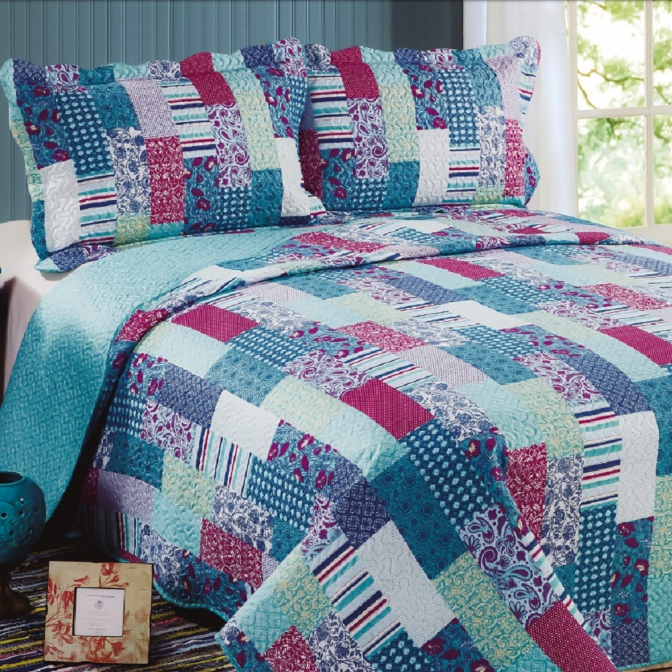 Colcha Queen 3 Peças Patchwork Evolution Carre Colcha Queen 3 Peças Patchwork Evolution Carre