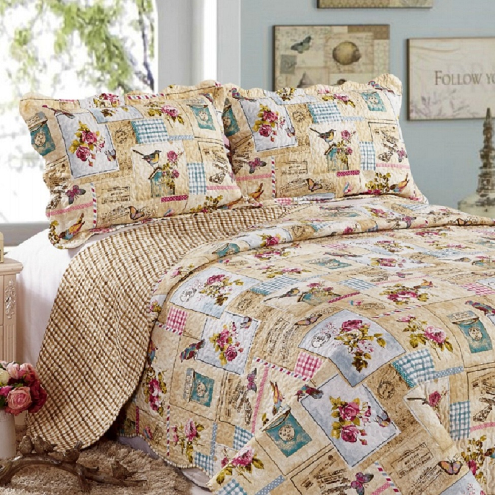 Colcha Solteiro 2 Peças Patchwork Microfibra Corrier