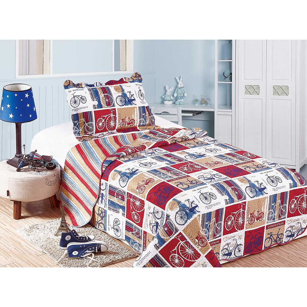 Colcha Evoluition Patchwork Infantil Solteiro 160x230 Bikes Camesa Colcha Evoluition Patchwork Infantil Solteiro 160x230 Bikes Camesa