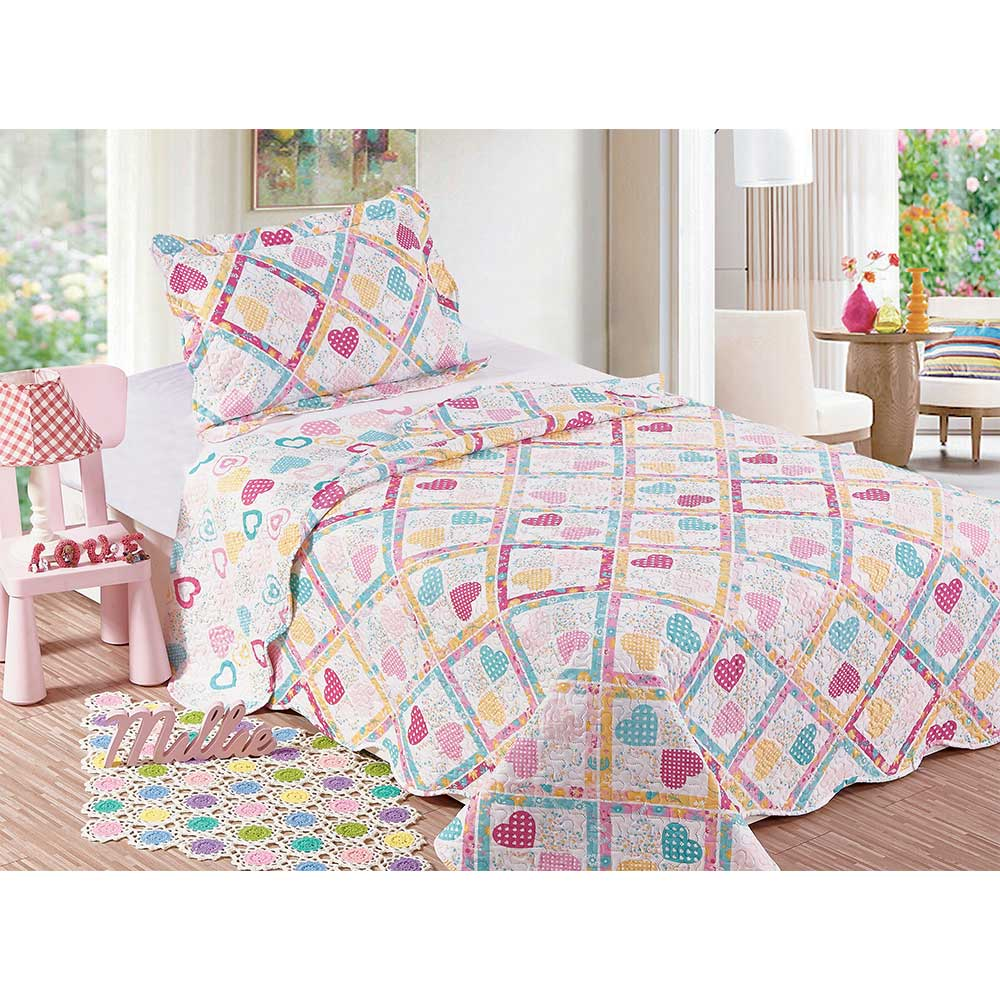 Colcha Evoluition Patchwork Infantil Solteiro 160x230 Loving Camesa Colcha Evoluition Patchwork Infantil Solteiro 160x230 Loving Camesa