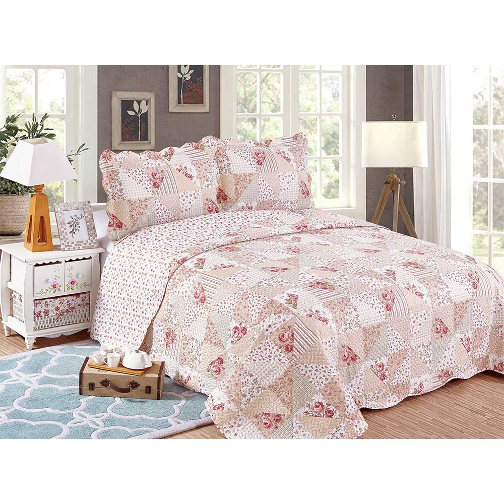 Colcha Evoluition Patchwork King 260x280 Grisa Camesa Colcha Evoluition Patchwork King 260x280 Grisa Camesa