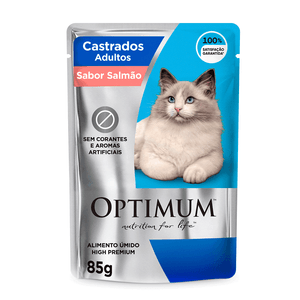 Ração Úmida Optimum Sachê Gatos Adultos Castrados Salmão - 85 g Ração Úmida Optimum Sachê Gatos Adultos Castrados Salmão - 85 g