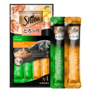 Petisco Sheba Cremoso para Gatos Frango e Frango com Peixe Branco - 48 g Petisco Sheba Cremoso para Gatos Frango e Frango com Peixe Branco - 48 g