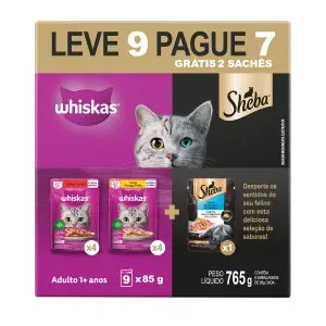 Ração Úmida Whiskas Sachê Gatos Adultos Carne, Frango e Atum - Leve 9 Pague 7 Ração Úmida Whiskas Sachê Gatos Adultos Carne, Frango e Atum - Leve 9 Pague 7