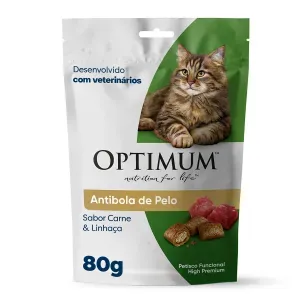 Petisco Optimum Gatos Adultos Anti Bola de Pelo Carne e Linhaça - 80 g Petisco Optimum Gatos Adultos Anti Bola de Pelo Carne e Linhaça - 80 g
