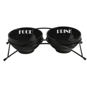 Comedouro Elevado Duplo Porcelana Preto - 700 ml Comedouro Elevado Duplo Porcelana Preto - 700 ml