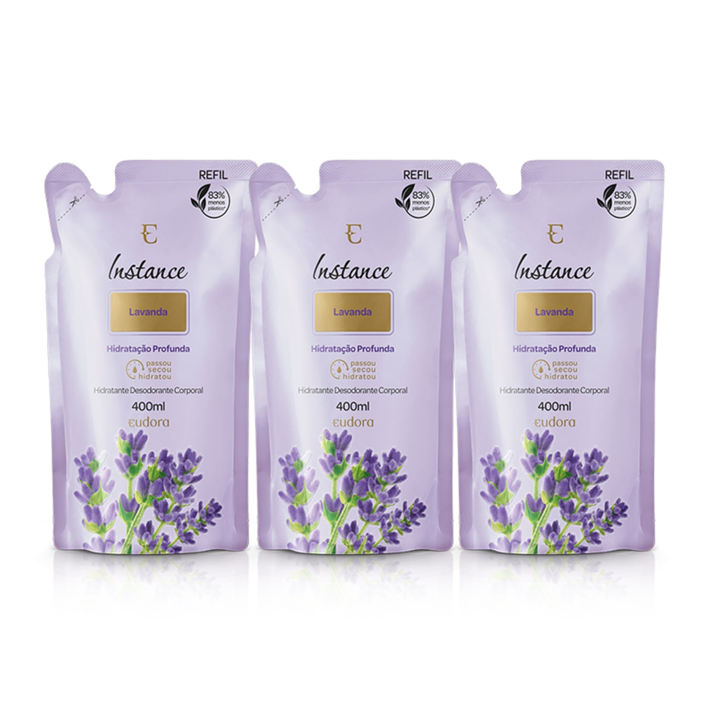 Combo Refil Instance Loção Hidratante Desodorante Corporal Lavanda 3 Unidades Combo Refil Instance Loção Hidratante Desodorante Corporal Lavanda 3 Unidades