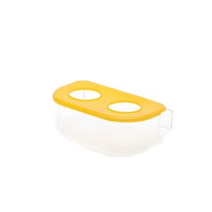 Comedouro Oval 2 Furos com Gancho Tudo Pet Amarelo - Único