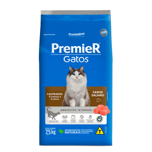 Ração Premier Ambientes Internos Gatos Castrados 6 Meses a 6 Anos Salmão Ração Premier Ambientes Internos Gatos Castrados 6 Meses a 6 Anos Salmão
