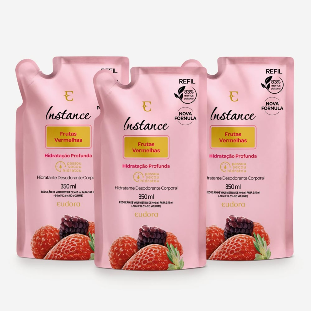 Combo Refil Instance Loção Hidratante Corporal Frutas Vermelhas 3 itens Combo Refil Instance Loção Hidratante Corporal Frutas Vermelhas 3 itens