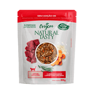 Ração Úmida Origem Natural Tasty Gatos Adultos Carne com Legumes - 85 g Ração Úmida Origem Natural Tasty Gatos Adultos Carne com Legumes - 85 g
