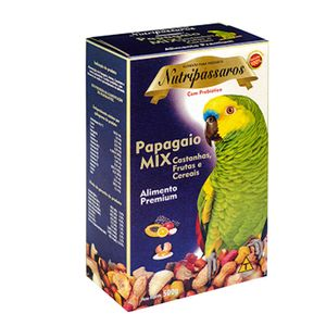 Ração Mix para Papagaio Nutripássaros Castanhas Frutas e Cereais Premium - 500 g Ração Mix para Papagaio Nutripássaros Castanhas Frutas e Cereais Premium - 500 g