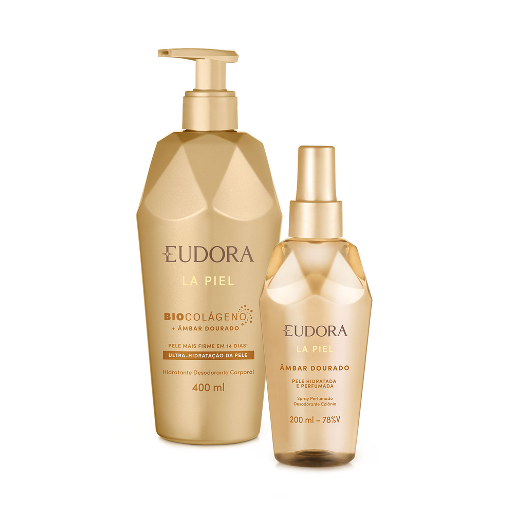Combo La Piel Âmbar Dourado: Loção Corporal 400ml + Spray Perfumado 200ml Combo La Piel Âmbar Dourado: Loção Corporal 400ml + Spray Perfumado 200ml