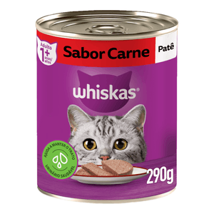 Ração Úmida Whiskas Lata Patê para Gatos Adultos Carne - 290 g Ração Úmida Whiskas Lata Patê para Gatos Adultos Carne - 290 g