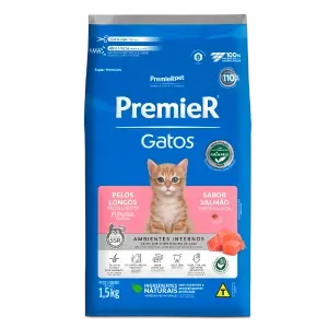 Ração Premier Ambientes Internos Gatos Filhotes Pelos Longos Salmão Ração Premier Ambientes Internos Gatos Filhotes Pelos Longos Salmão