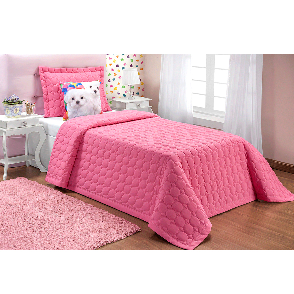 Kit Colcha Solteiro Julie Pink Casaborda 4 peças Kit Colcha Solteiro Julie Pink Casaborda 4 peças