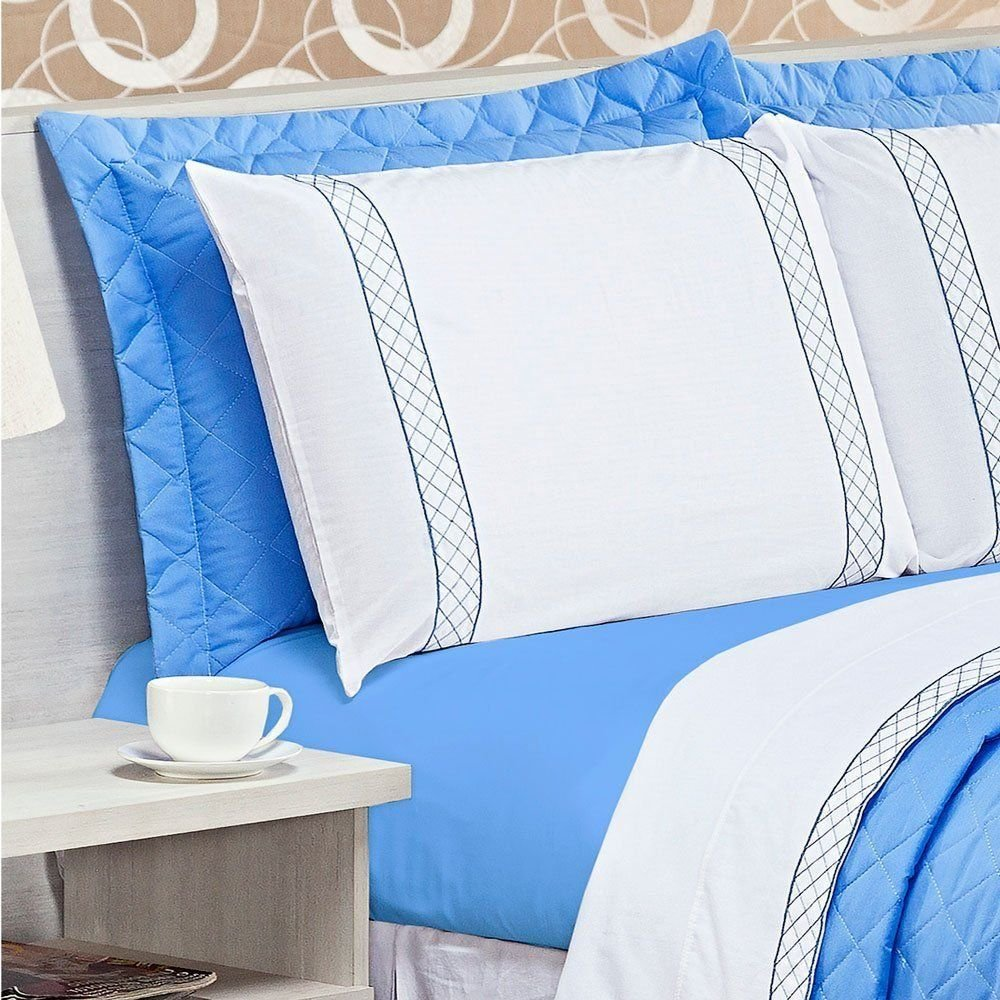 Jogo de Cama Queen Casualle Azul Casaborda 4 peças Jogo de Cama Queen Casualle Azul Casaborda 4 peças