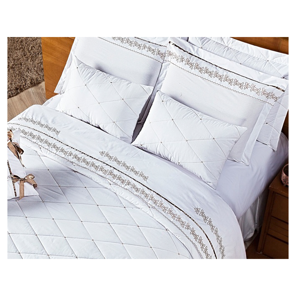 Jogo de Cama Queen 200 Fios Premiun Branco Casaborda 4 peças Jogo de Cama Queen 200 Fios Premiun Branco Casaborda 4 peças
