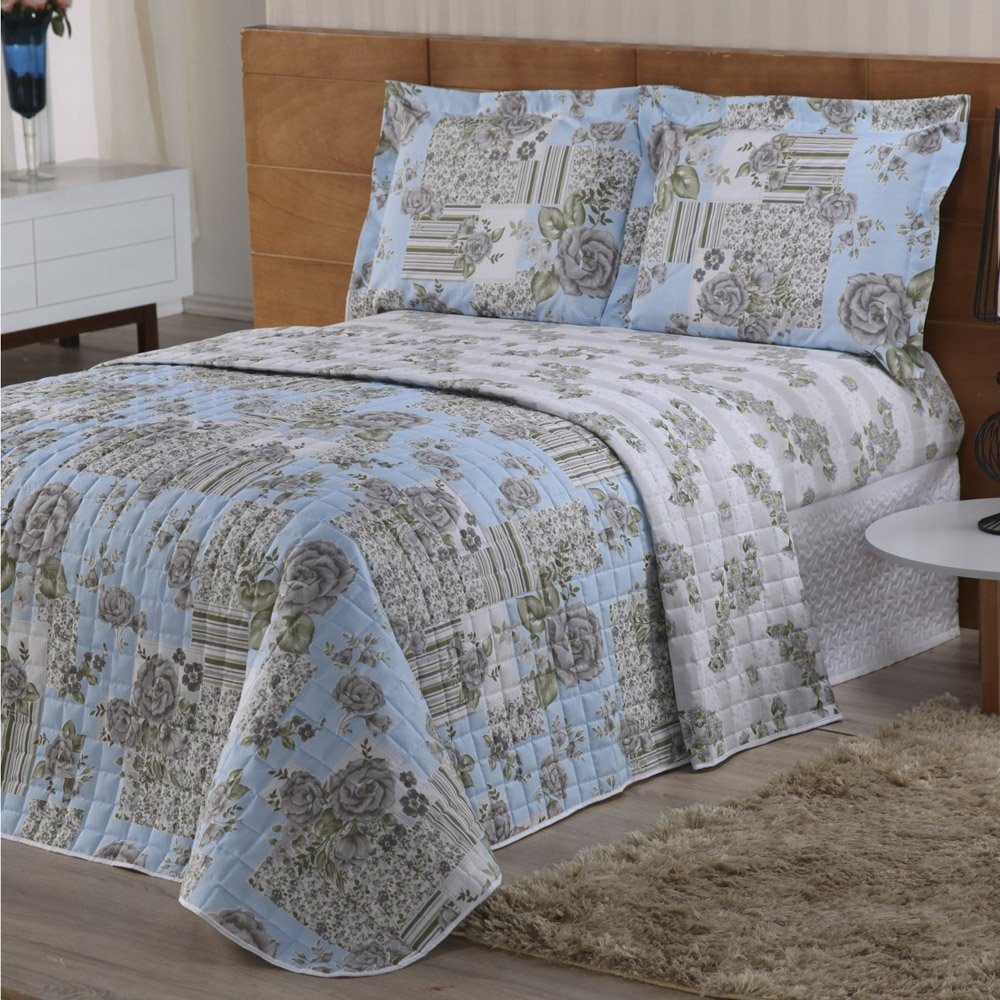 Jogo de Cama Queen 180 fios Estampado Valentina Azul Casaborda 4 peças Jogo de Cama Queen 180 fios Estampado Valentina Azul Casaborda 4 peças