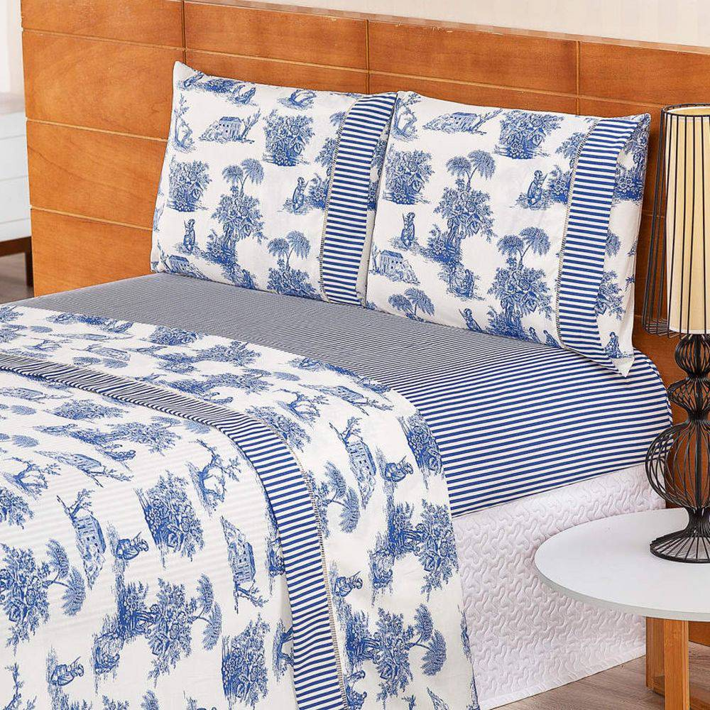 Jogo de Cama Queen 180 fios Estampado Valentina Palha Casaborda 4 peças Jogo de Cama Queen 180 fios Estampado Valentina Palha Casaborda 4 peças