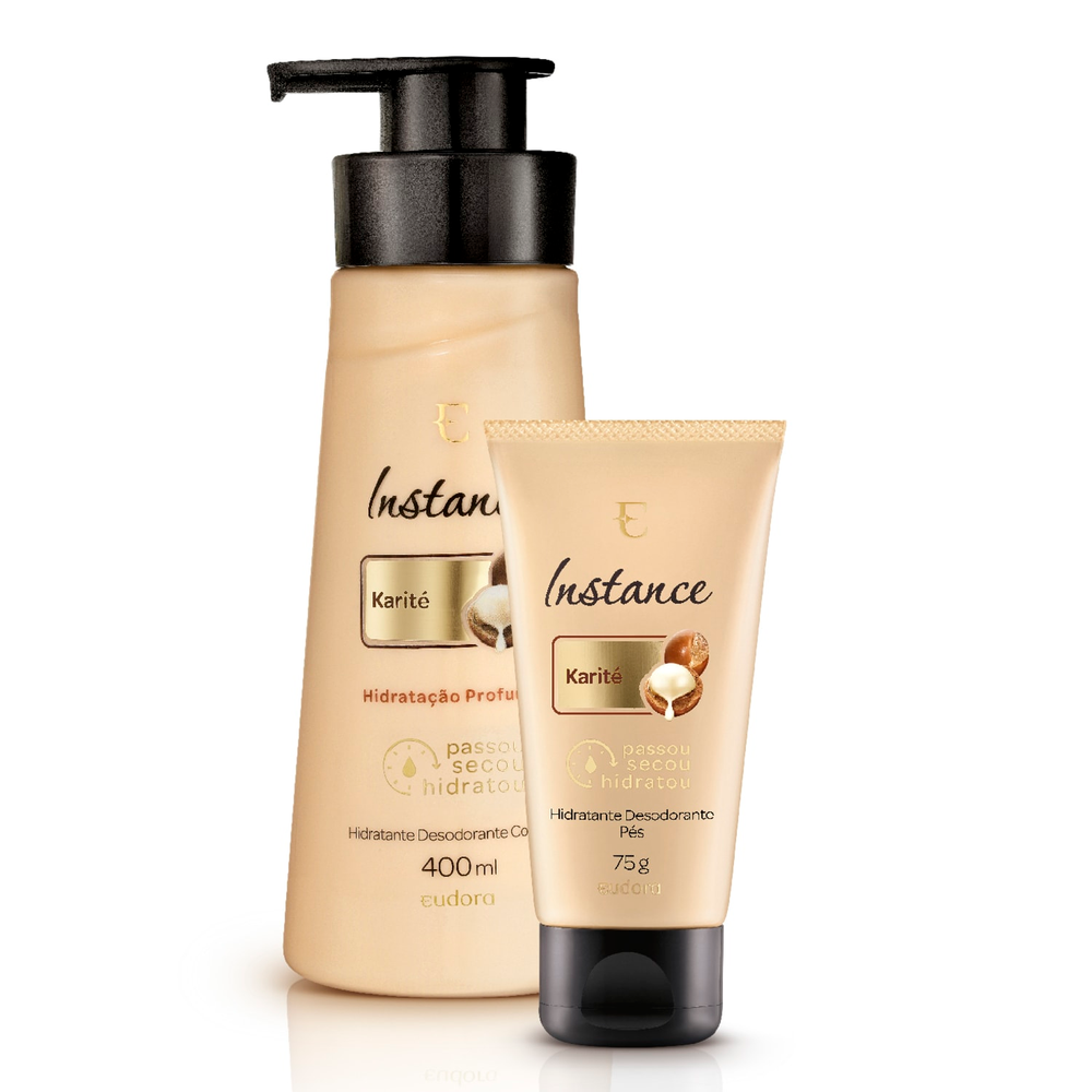 Combo Instance Karité: Loção Corporal 400ml + Creme para Pés 75g Combo Instance Karité: Loção Corporal 400ml + Creme para Pés 75g