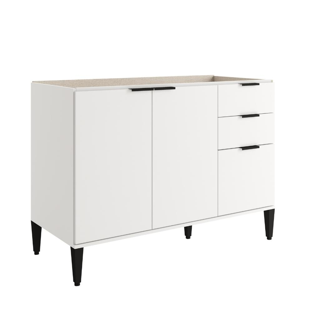 Balcão de Cozinha Miami 1200mm 2 Portas 3 Gavetas Sem Tampo Carraro Branco Balcão de Cozinha Miami 1200mm 2 Portas 3 Gavetas Sem Tampo Carraro Branco