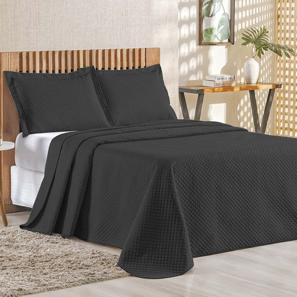 Cobre Leito Queen Bouti Mavie Geométrico Micropercal 180 Fios 3 Peças - Preto Cobre Leito Queen Bouti Mavie Geométrico Micropercal 180 Fios 3 Peças - Preto