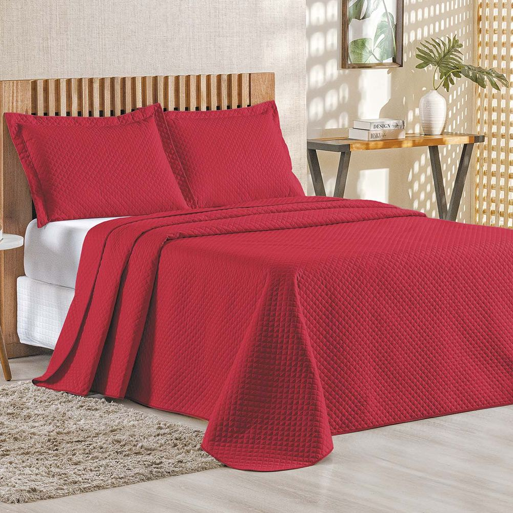 Cobre Leito Queen Bouti Mavie Geométrico Micropercal 180 Fios 3 Peças - Vermelho Cobre Leito Queen Bouti Mavie Geométrico Micropercal 180 Fios 3 Peças - Vermelho