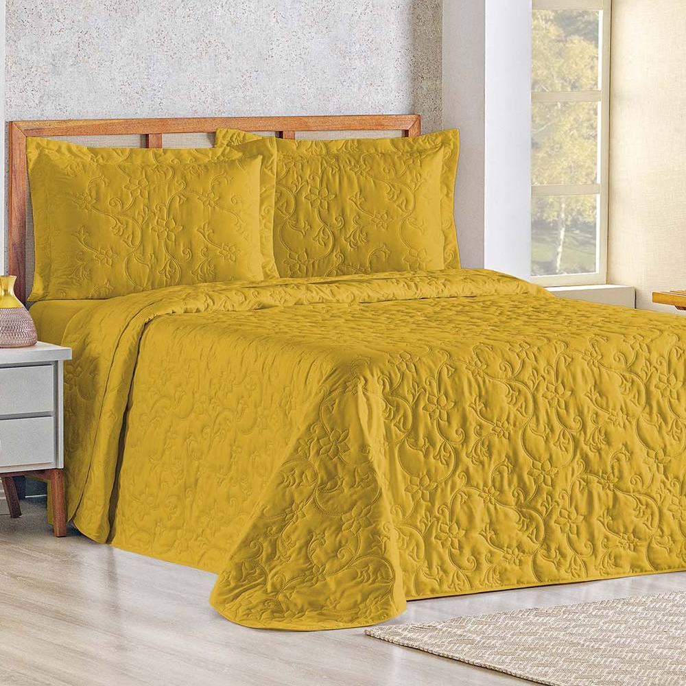Cobre Leito Queen Bouti Mavie Floral Micropercal 180 Fios 3 Peças - Açafrão Cobre Leito Queen Bouti Mavie Floral Micropercal 180 Fios 3 Peças - Açafrão