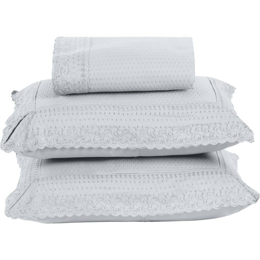 Colcha Queen Home Paris com Bordado Inglês Micropercal 300 Fios Toque de Algodão 3 Peças - Branco Colcha Queen Home Paris com Bordado Inglês Micropercal 300 Fios Toque de Algodão 3 Peças - Branco