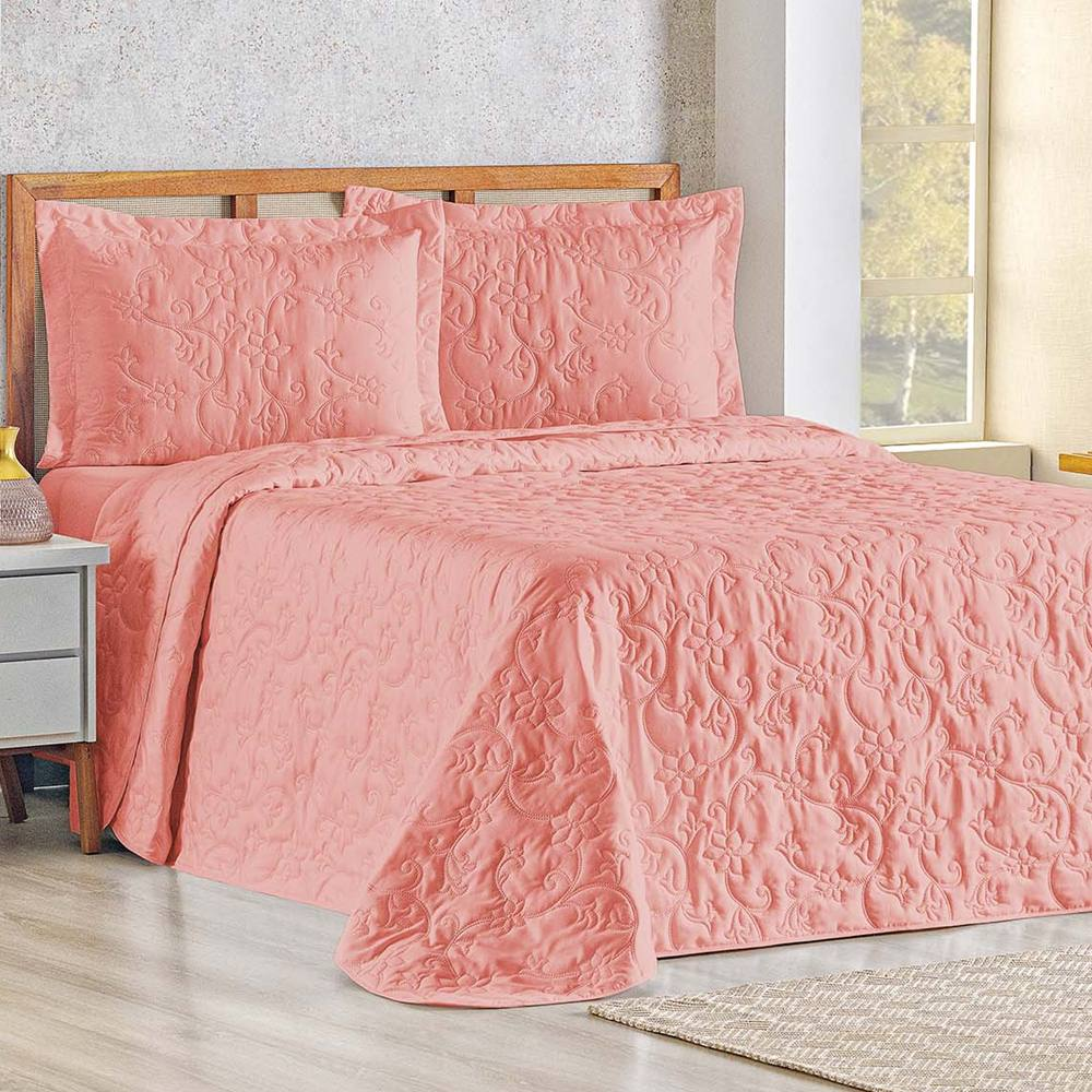 Cobre Leito Queen Bouti Mavie Floral Micropercal 180 Fios 3 Peças - Goiaba Cobre Leito Queen Bouti Mavie Floral Micropercal 180 Fios 3 Peças - Goiaba