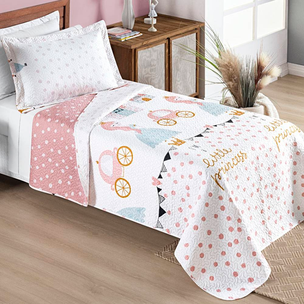 Colcha Solteiro Bouti Kids Dupla Face Estampado 2 Peças - Litlle Princess Colcha Solteiro Bouti Kids Dupla Face Estampado 2 Peças - Litlle Princess