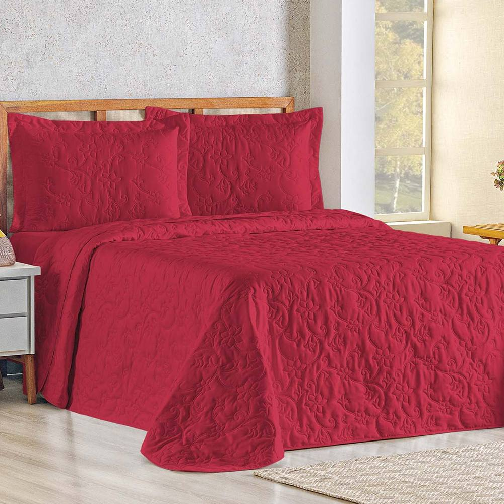Cobre Leito Queen Bouti Mavie Floral Micropercal 180 Fios 3 Peças - Vermelho Cobre Leito Queen Bouti Mavie Floral Micropercal 180 Fios 3 Peças - Vermelho