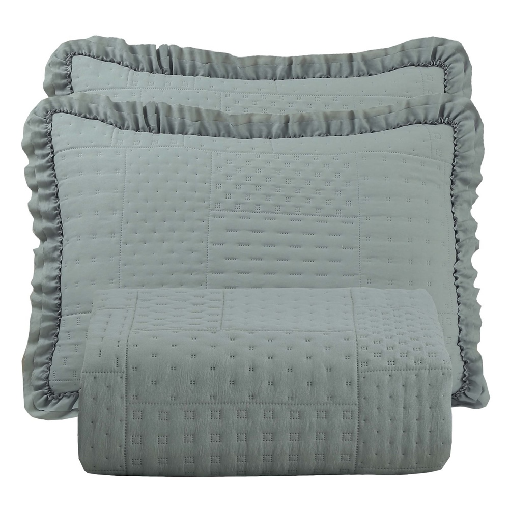 Colcha King Malvinni Micropercal 300 Fios 3 Peças - Cinza Colcha King Malvinni Micropercal 300 Fios 3 Peças - Cinza