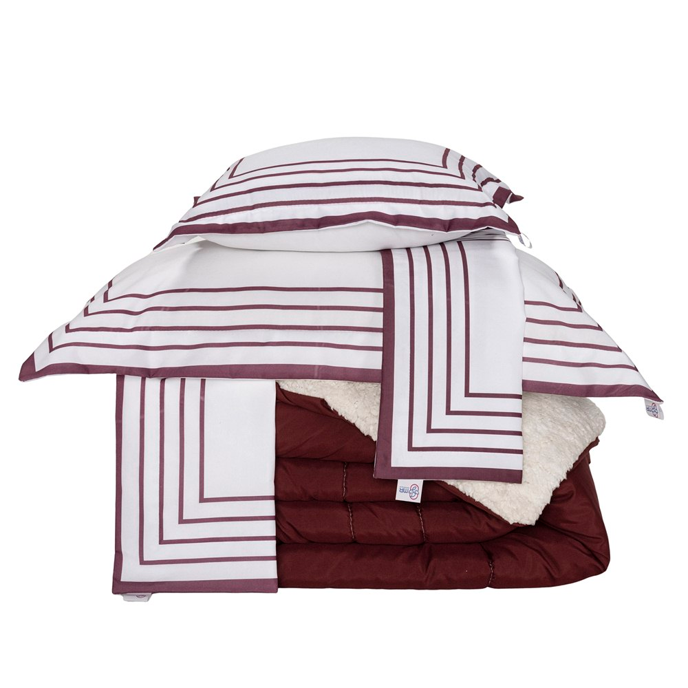 Kit Edredom King Coberdrom Soft Hipercal/Sherpa 5 Peças - Vermelho Kit Edredom King Coberdrom Soft Hipercal/Sherpa 5 Peças - Vermelho
