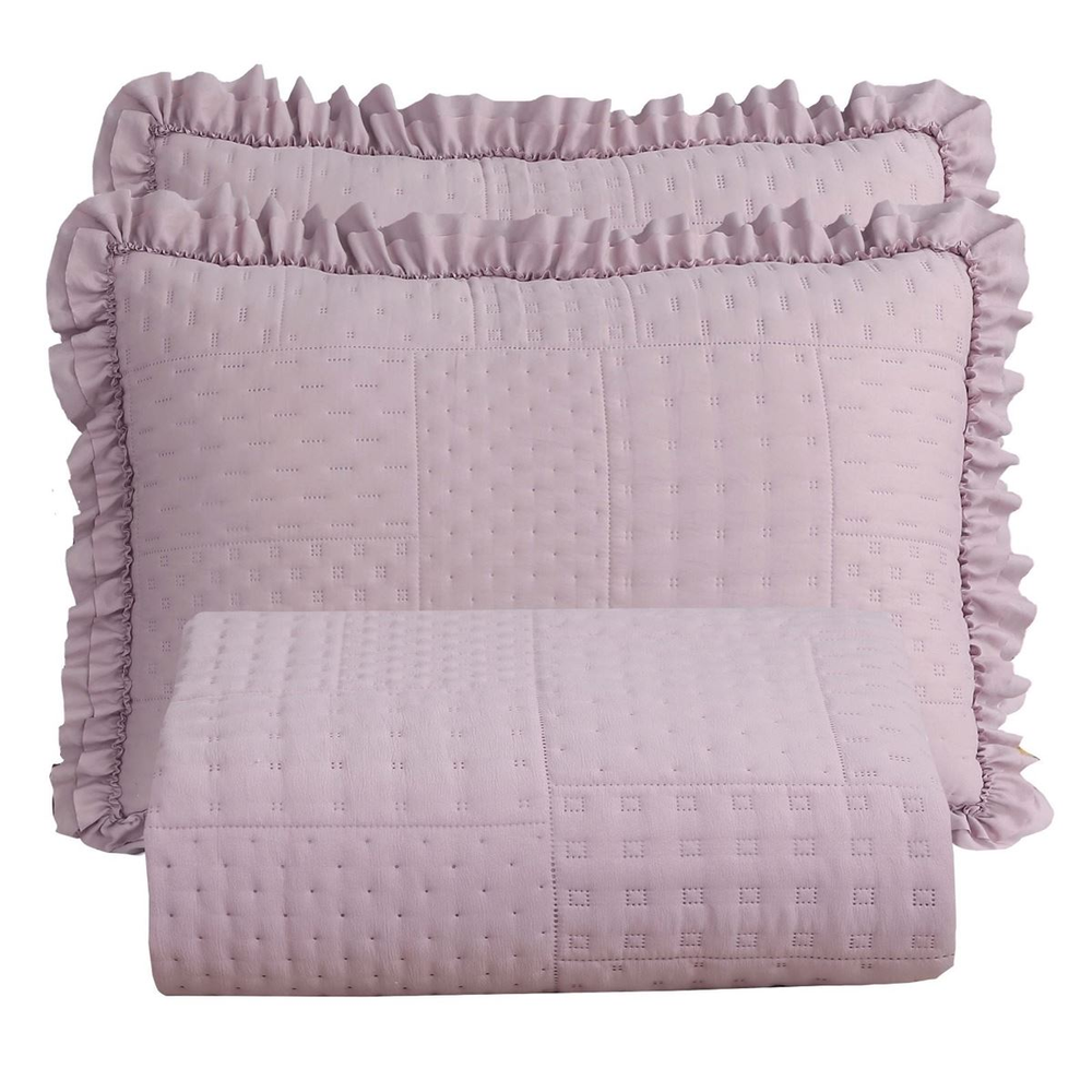 Colcha King Malvinni Micropercal 300 Fios 3 Peças - Malva Colcha King Malvinni Micropercal 300 Fios 3 Peças - Malva