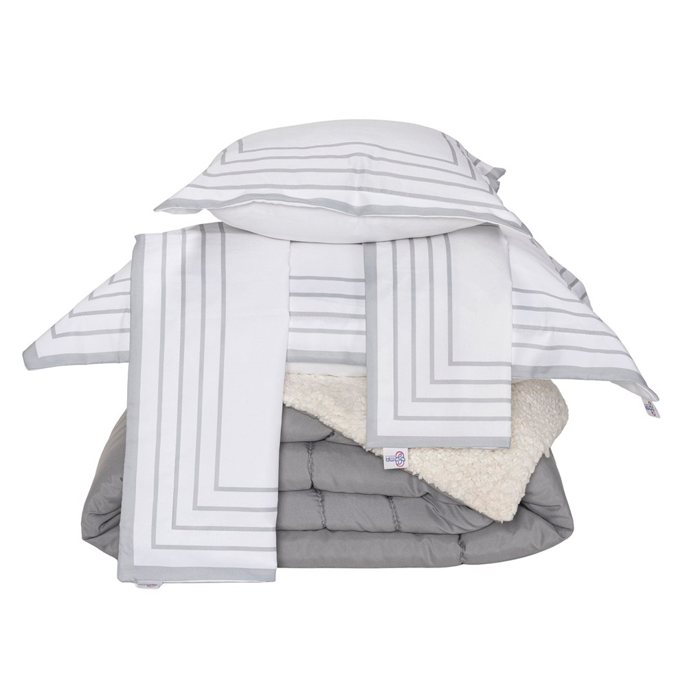 Kit Edredom Queen Coberdrom Soft Hipercal/Sherpa 5 Peças - Cinza Kit Edredom Queen Coberdrom Soft Hipercal/Sherpa 5 Peças - Cinza