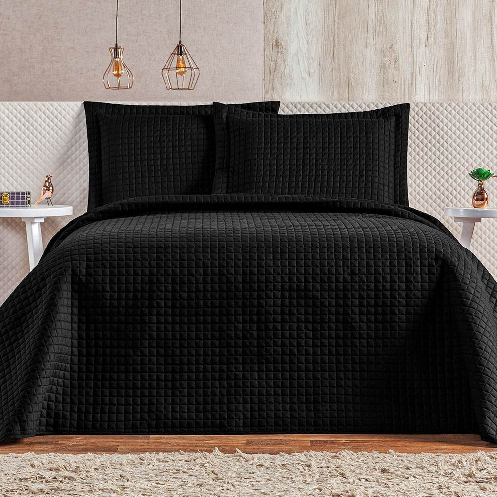 Cobre Leito Queen Plata Percal 200 Fios 3 Peças - Preto Cobre Leito Queen Plata Percal 200 Fios 3 Peças - Preto