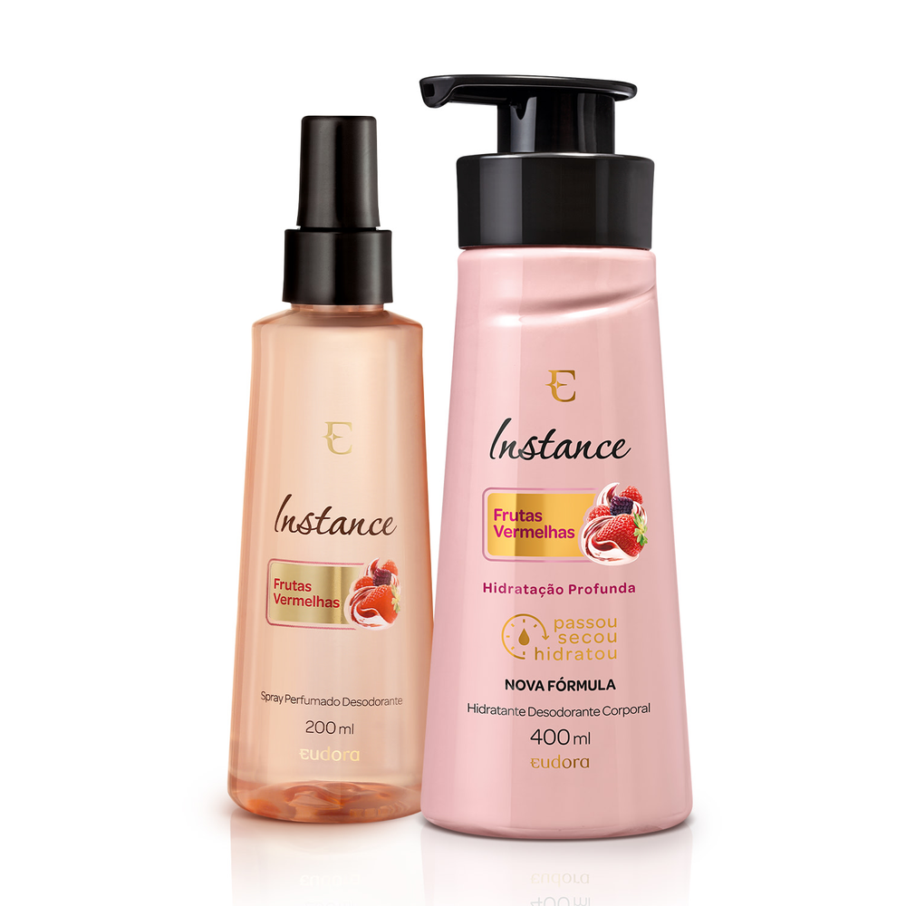 Combo Instance Frutas Vermelhas: Hidratante Corporal 400ml + Spray Desodorante Colônia 200ml Combo Instance Frutas Vermelhas: Hidratante Corporal 400ml + Spray Desodorante Colônia 200ml