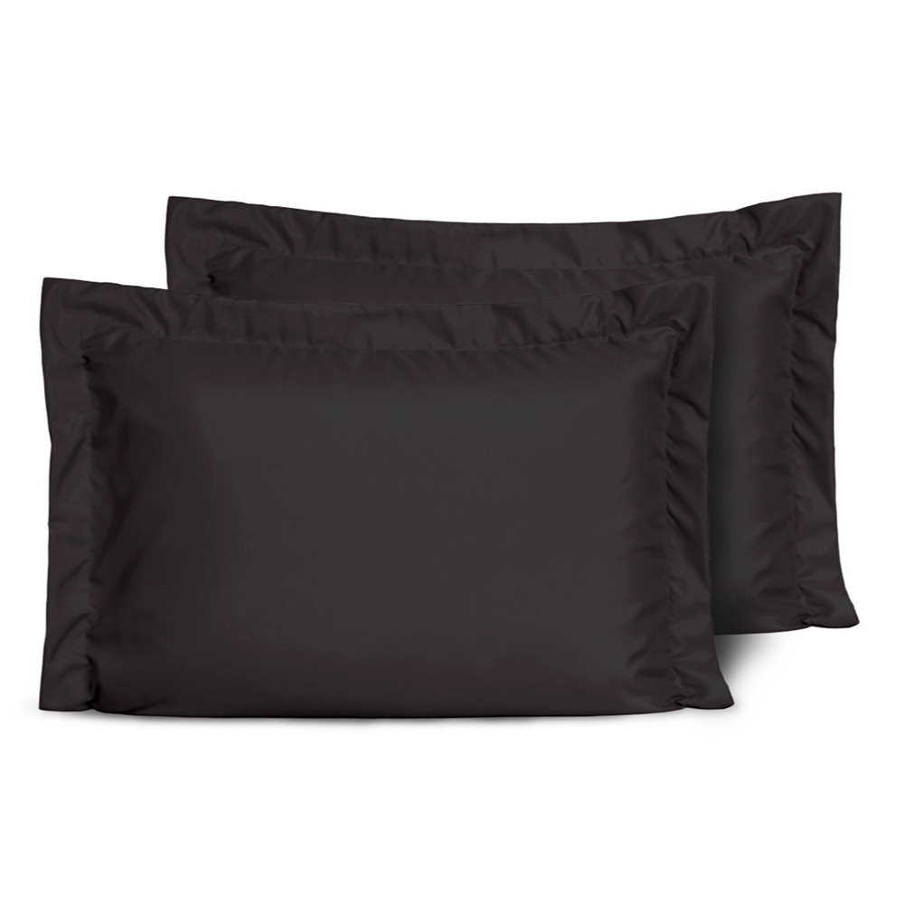 Kit 2 Fronhas Slim com 3 Abas 50cm x 70cm Micropercal 200 Fios - Preto Kit 2 Fronhas Slim com 3 Abas 50cm x 70cm Micropercal 200 Fios - Preto