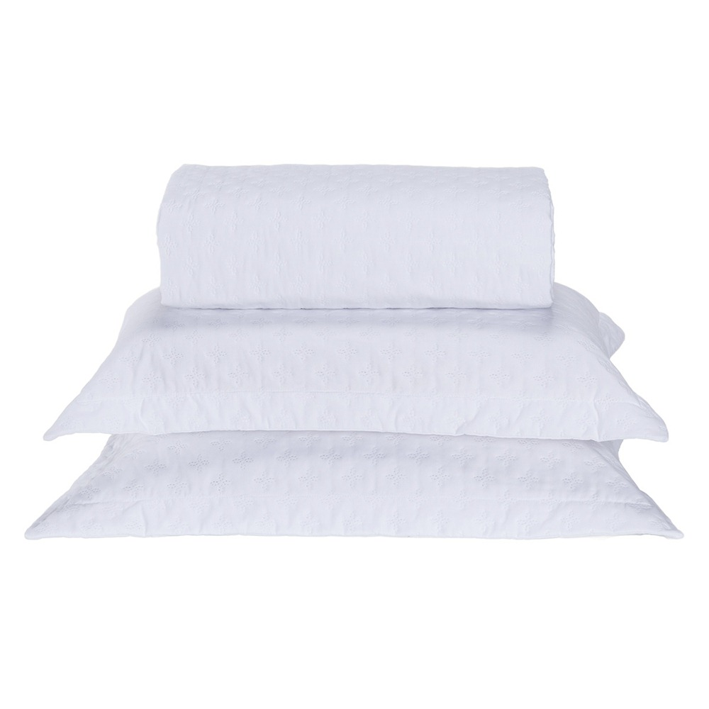 Cobre Leito Casal Padrão Milão Dupla Face Micropercal 200 Fios 3 Peças - Branco Cobre Leito Casal Padrão Milão Dupla Face Micropercal 200 Fios 3 Peças - Branco