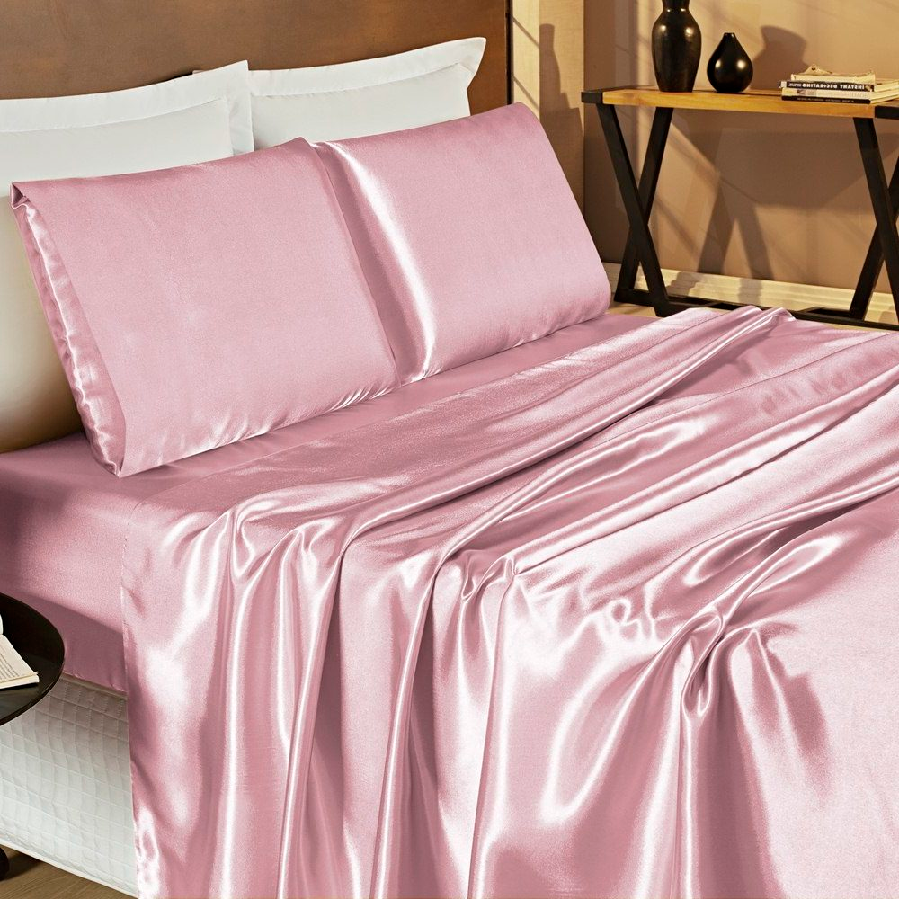 Jogo de Lençol Queen Romantic Cetim Charmousse 4 Peças - Rose Jogo de Lençol Queen Romantic Cetim Charmousse 4 Peças - Rose