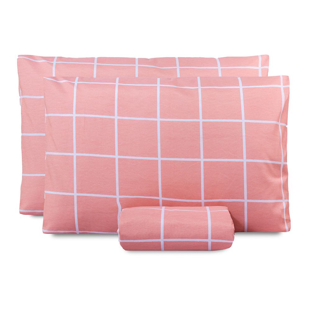 Jogo de Lençol Queen Classic Estampado 160 Fios 3 Peças - Grid Rose Jogo de Lençol Queen Classic Estampado 160 Fios 3 Peças - Grid Rose