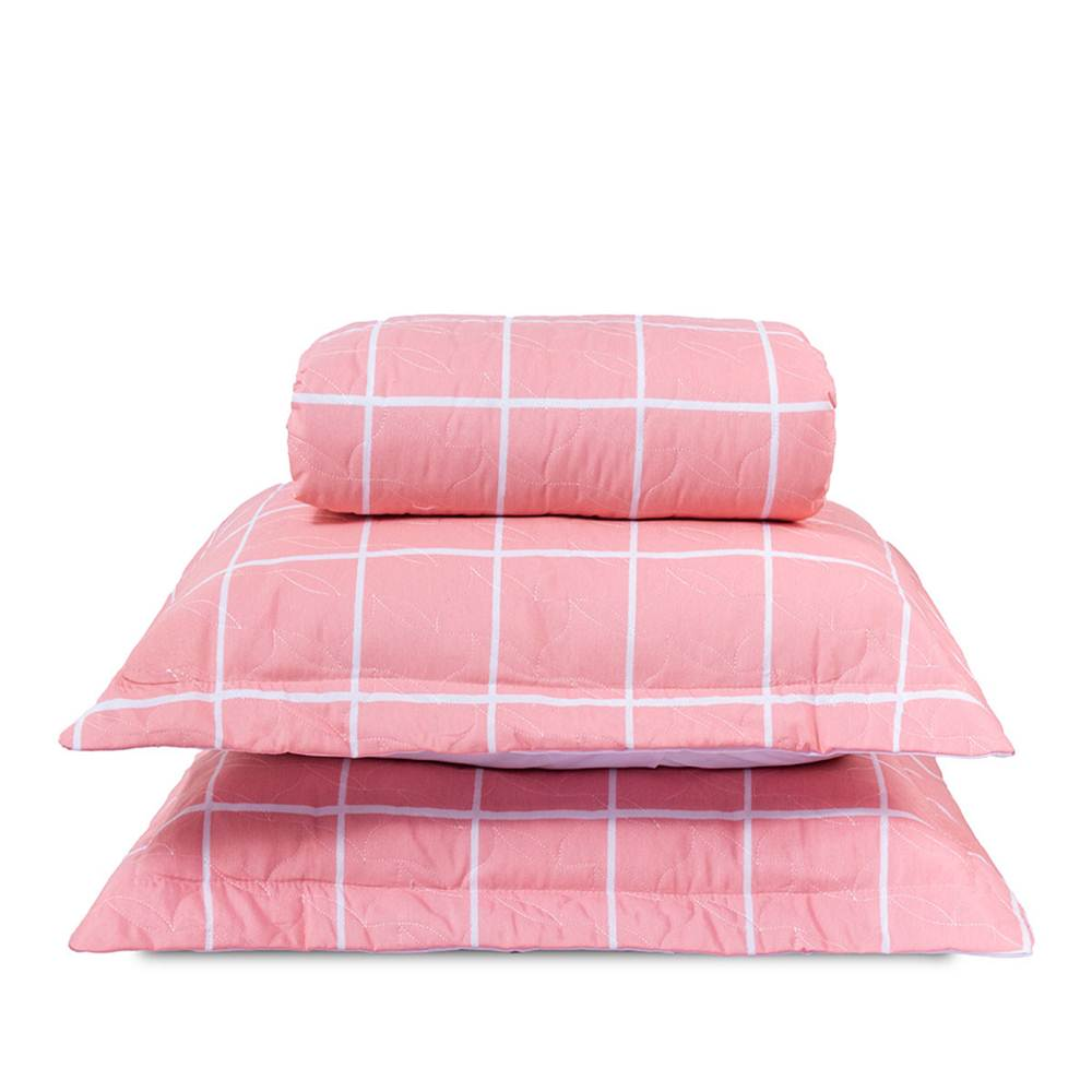 Cobre Leito King Classic Estampado 160 Fios 3 Peças - Grid Rose Cobre Leito King Classic Estampado 160 Fios 3 Peças - Grid Rose