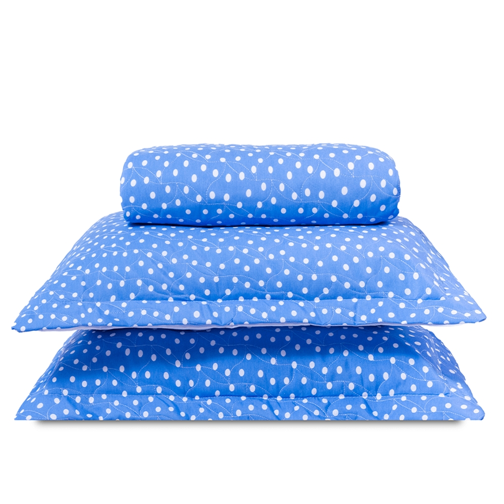 Cobre Leito King Classic Estampado 160 Fios 3 Peças - Poa Azul Cobre Leito King Classic Estampado 160 Fios 3 Peças - Poa Azul