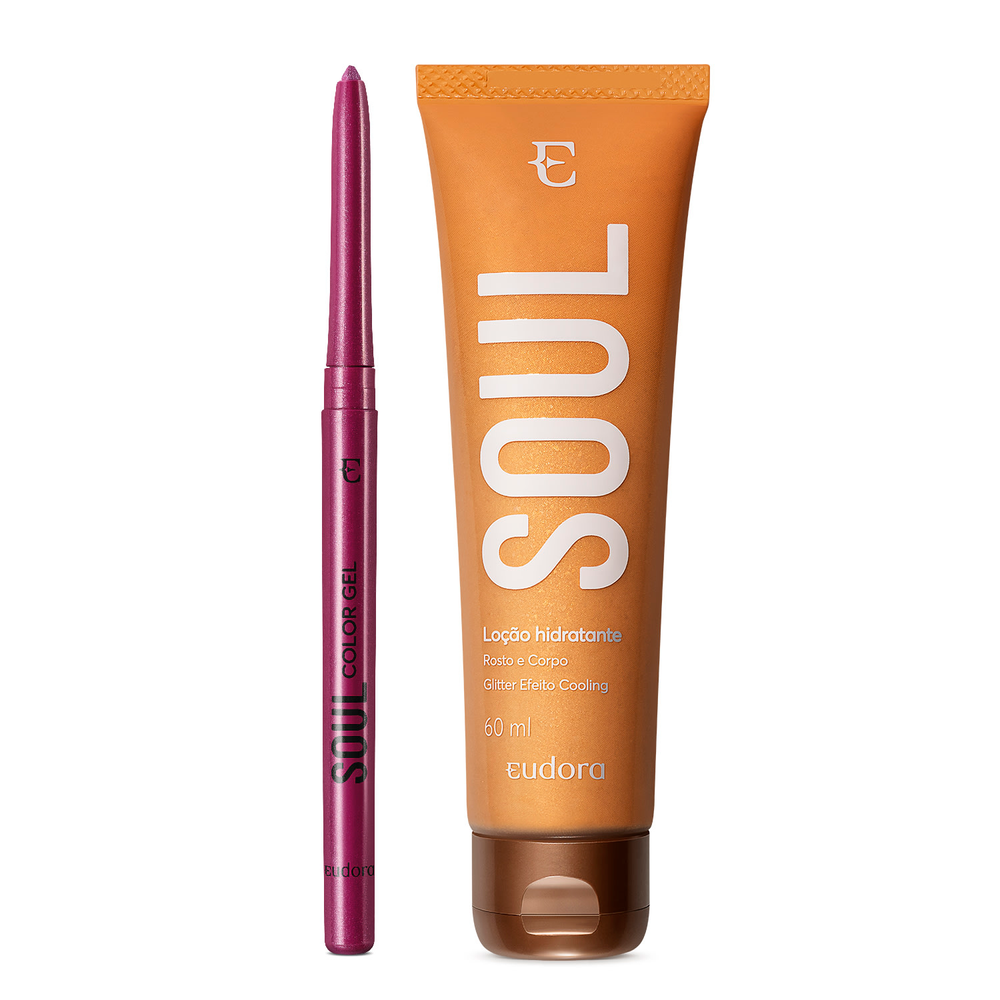 Combo Soul: Loção Hidratante Glitter 60ml + Lapiseira Delineadora Metalizada Rosa 300mg Combo Soul: Loção Hidratante Glitter 60ml + Lapiseira Delineadora Metalizada Rosa 300mg
