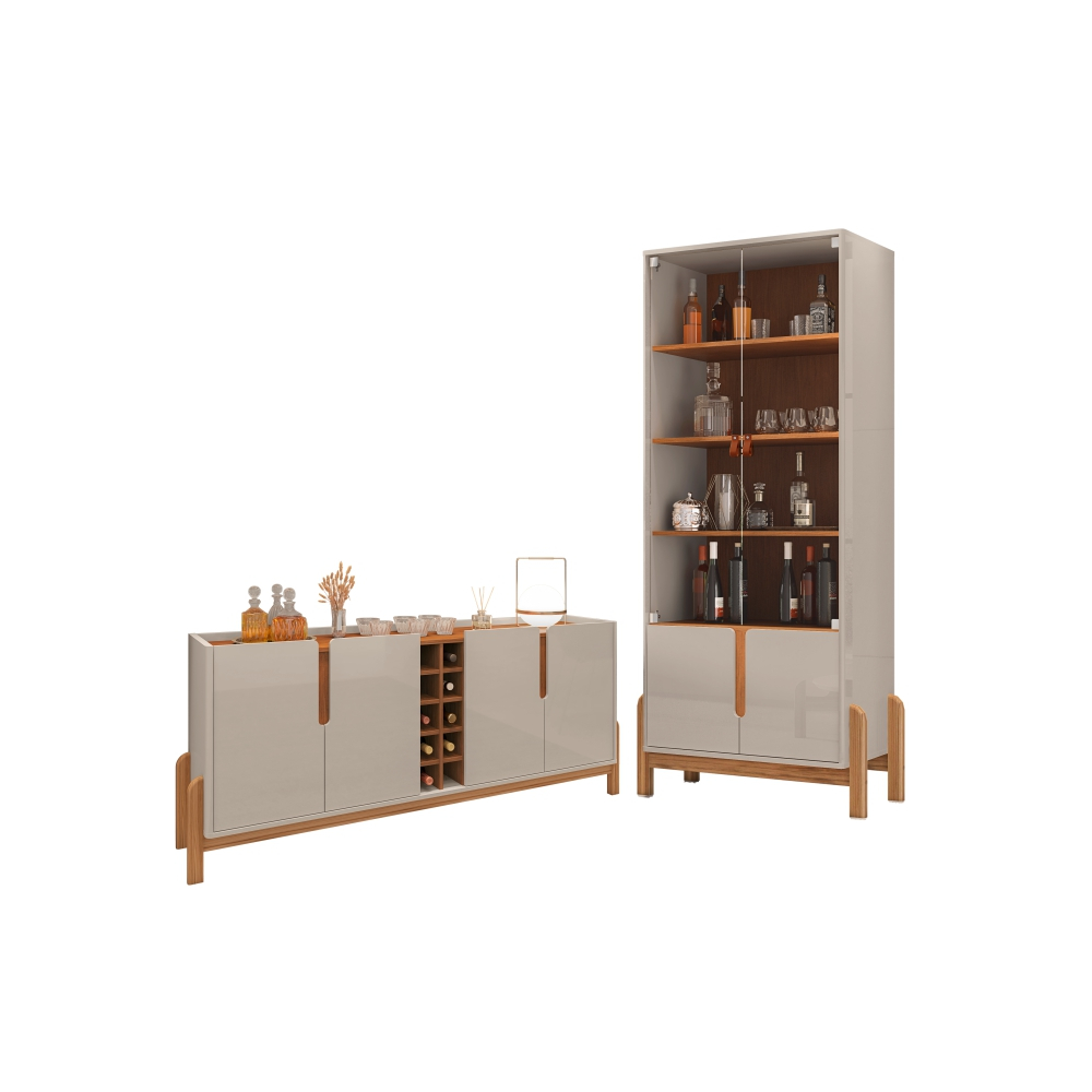 Jogo Cristaleira e Buffet 1.9 Bia Off White Cedro Jogo Cristaleira e Buffet 1.9 Bia Off White Cedro