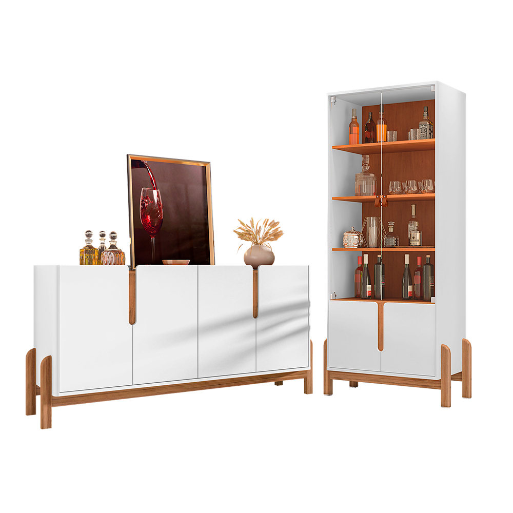 Conjunto Buffet 170 e Cristaleira Luisa Branco Cedro