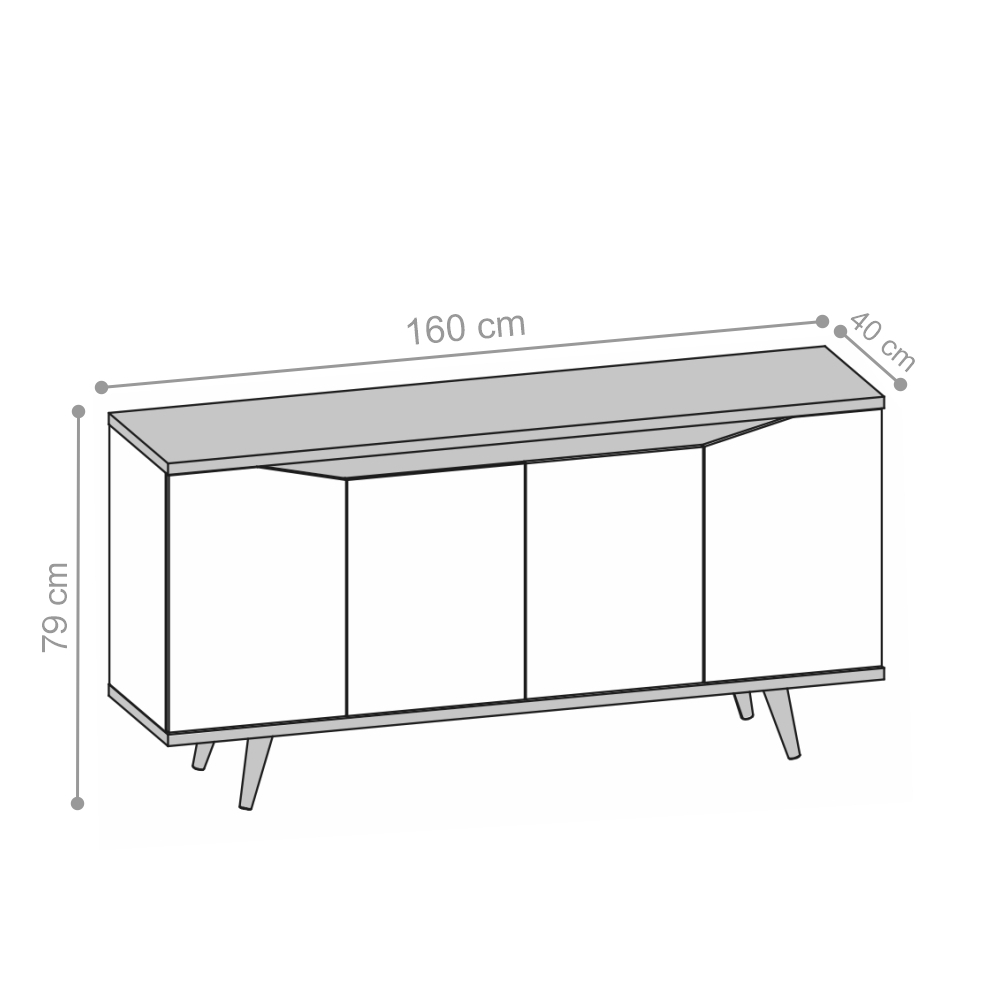 Buffet Louise Cinza Pérola Noce 4 Portas Buffet Louise Cinza Pérola Noce 4 Portas